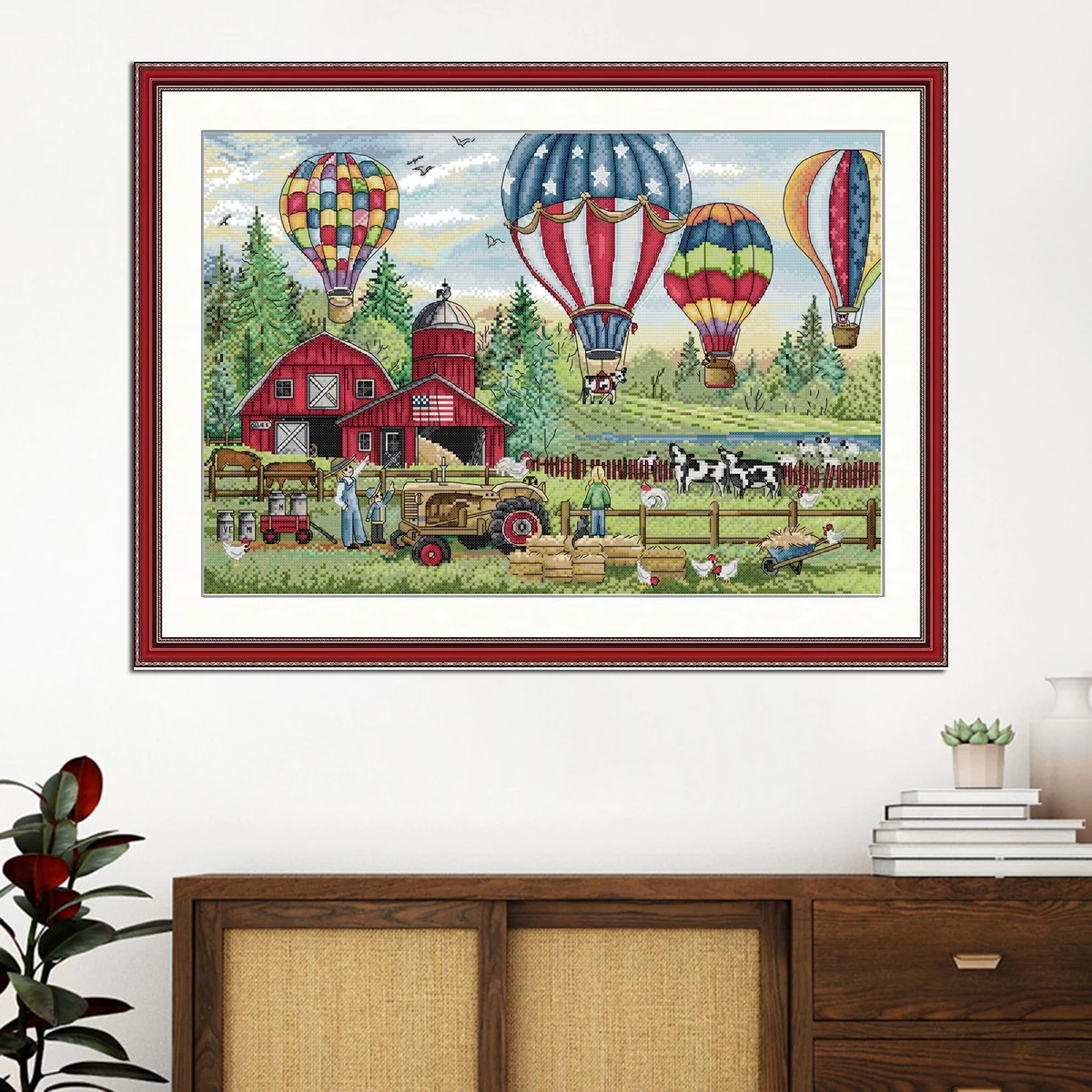 

Набор для вышивки крестом Joy Sunday с предварительной печатью, «сделай сам», легкий узор, Aida 14/11CT, набор для вышивания из штампованной ткани, подвески и воздушные шары