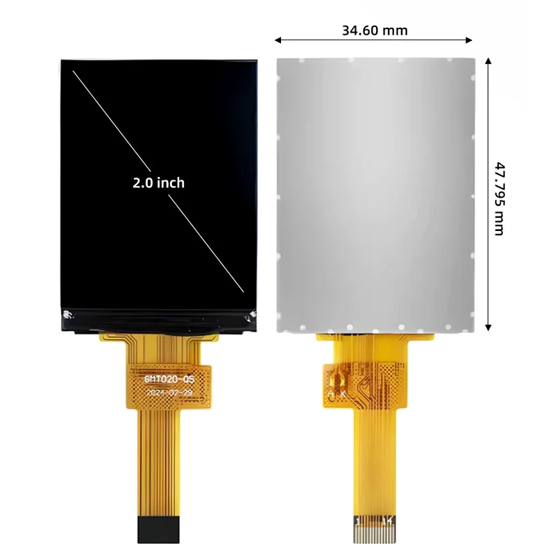 2.0インチ IPS TFT LCDディスプレイ スクリーン ST7789 240x320 SPIカラーモジュール - 14ピン プラグイン ベアパネル 小型LCDスクリーンモジュール