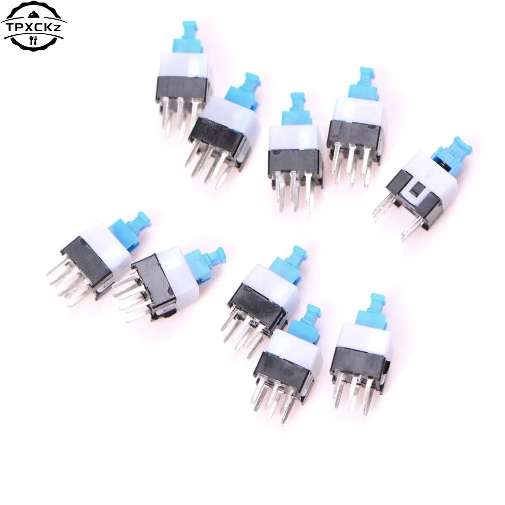 10pcs 6Pin Push Tactile Power Micro Switch Self lock On/Off button Latching switch 7*7MM