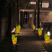 2pcs Cactus Solar Garden Lights Ground Plug Waterproof Landscape Lawn Lamps for Outdoor Yard Patio Pool Fence Deck Decor
