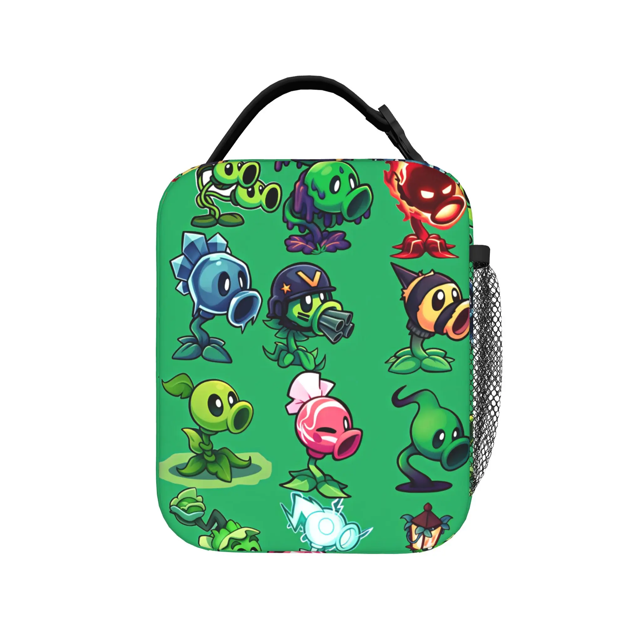 Plants Vs Zombies Peashooter Variants Lunch Bag Office Lunch Box For Girls Casual Graphic Tote Food Bags Portable Cooler Bag