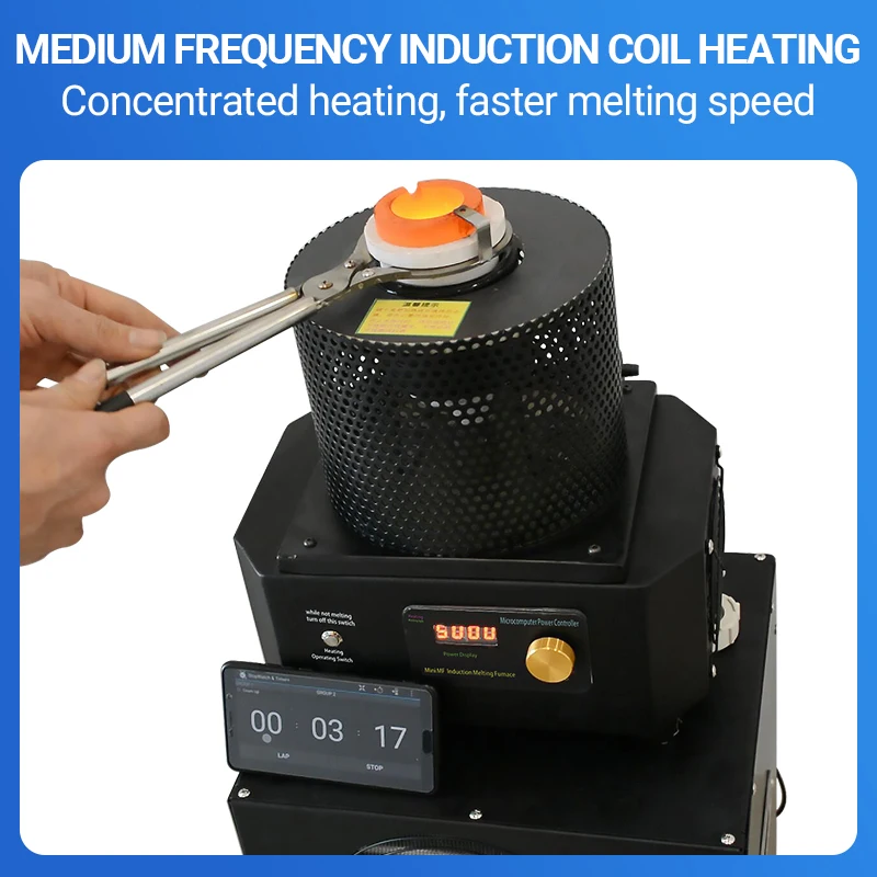 

Factory Price 5000Watts Induction Melter Furnace Gold Sliver Copper Electrical Melt Oven Jewelry Smelting Machine Supplier