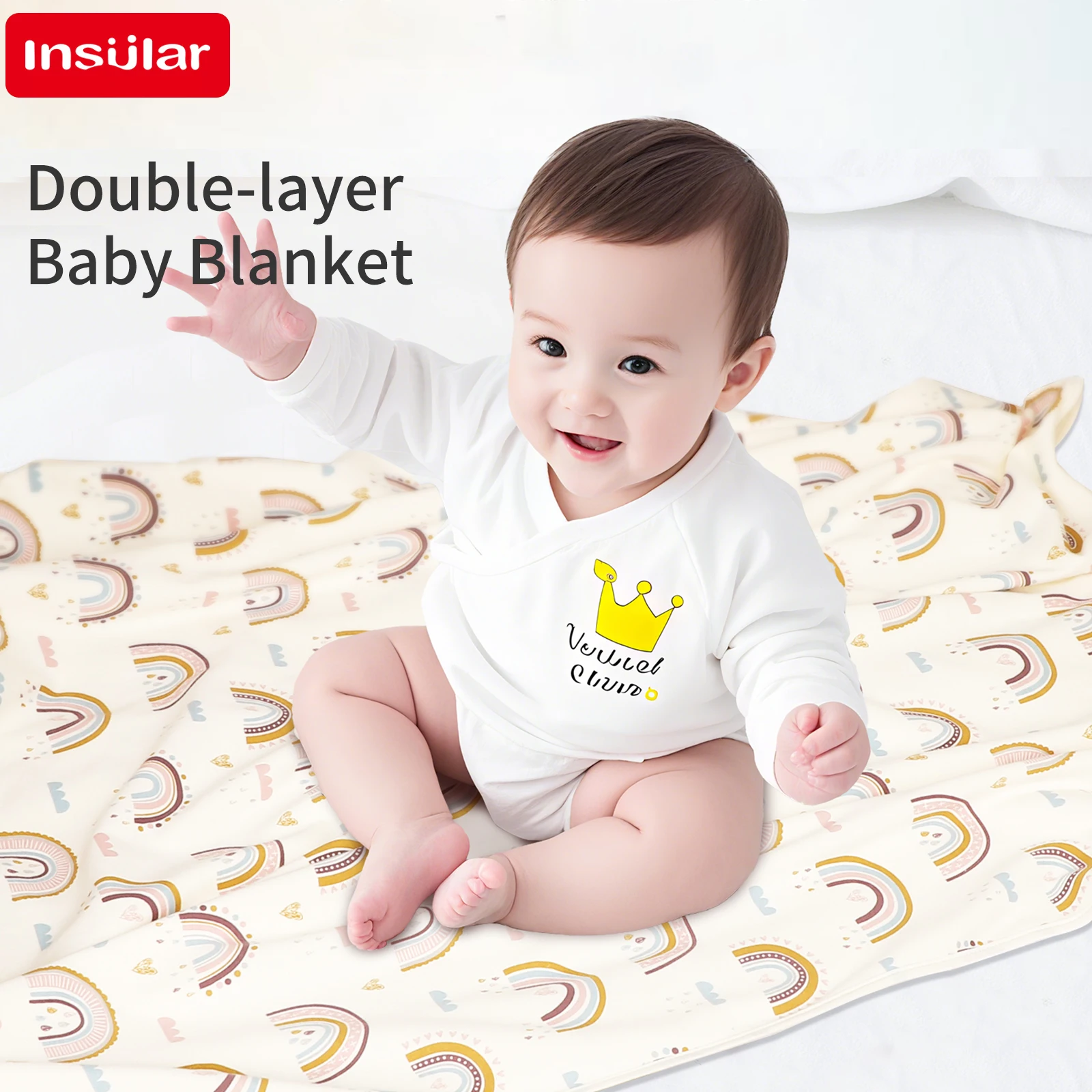 35x35 Inch Baby Blanket 100% Cotton 2-Layer Soft Breathable Swaddle Quilt for Newborn Infant Nap Skin-Friendly Cover