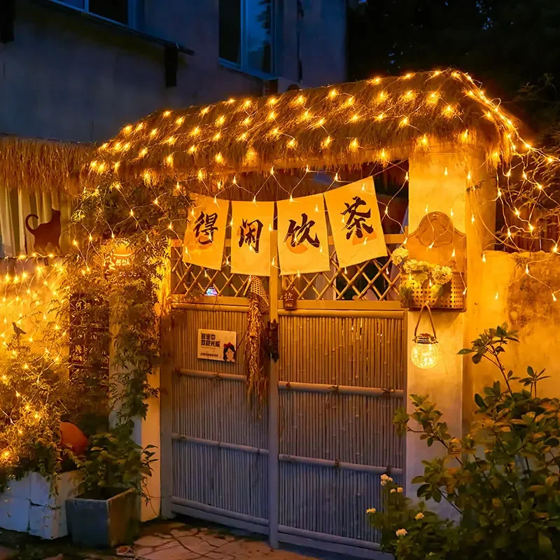 6x4M 3x3M LED Net Mesh Light Christmas Window Curtain String Light Outdoor Fairy Light Garland for Wedding Holiday Decor Lamp