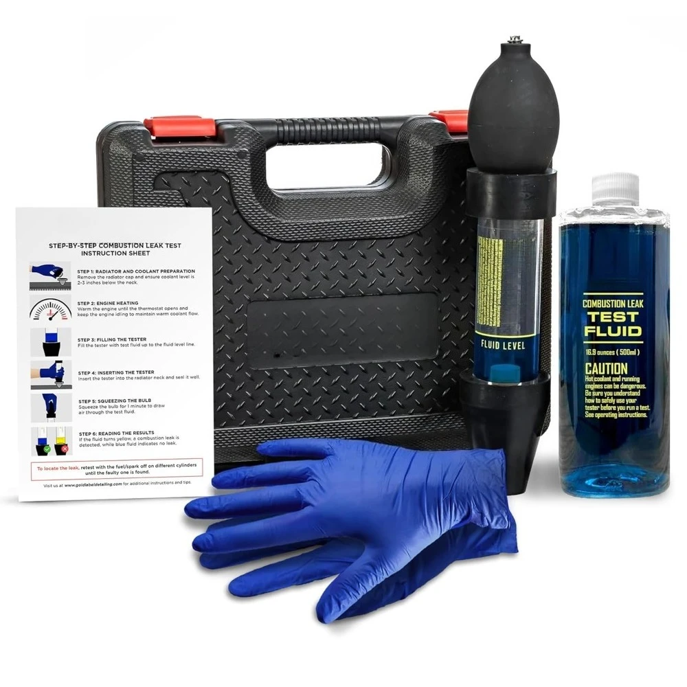 

Combustion Leak Detector Kit Automotive Engine Block Head Gasket Tester Tool with Fluid