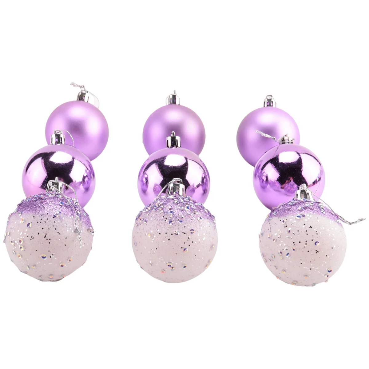 9 PCS Christmas Ball Ornaments xmas Tree Decorations Hanging Balls for Home New Year Party Decor - 2.36inch, Purple