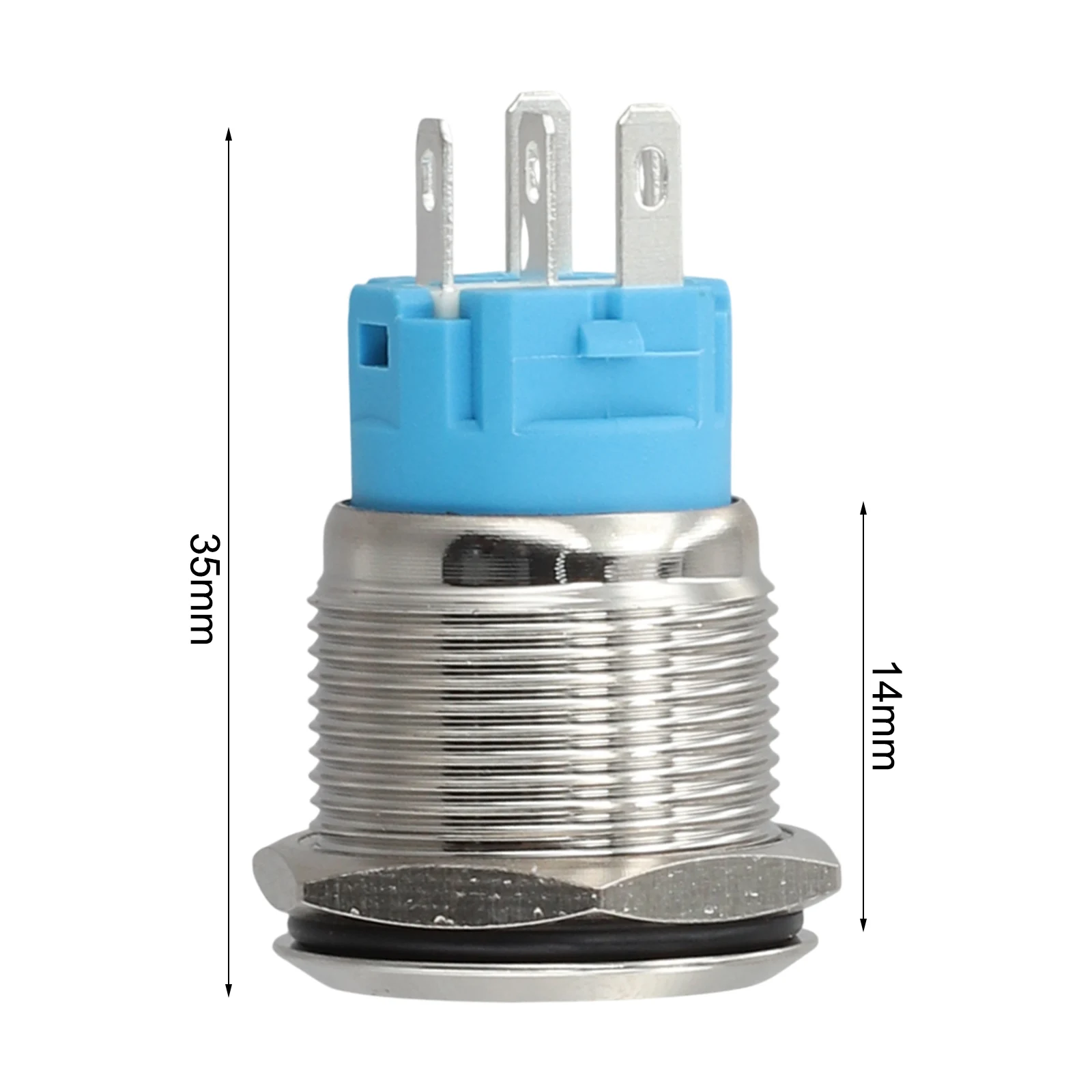 19mm Round Push Button Switch with LED Light and Power Symbol 12V 24V DC Momentary Operation IP66 IK09 Certified for Outdoor Use