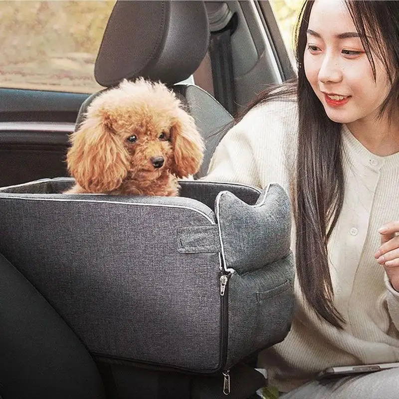 Center Console Dog Car Seat Dog Protection Seat Portable Armrest Booster Seat Non-slip Dog Protection Seat With Cooler Mat For