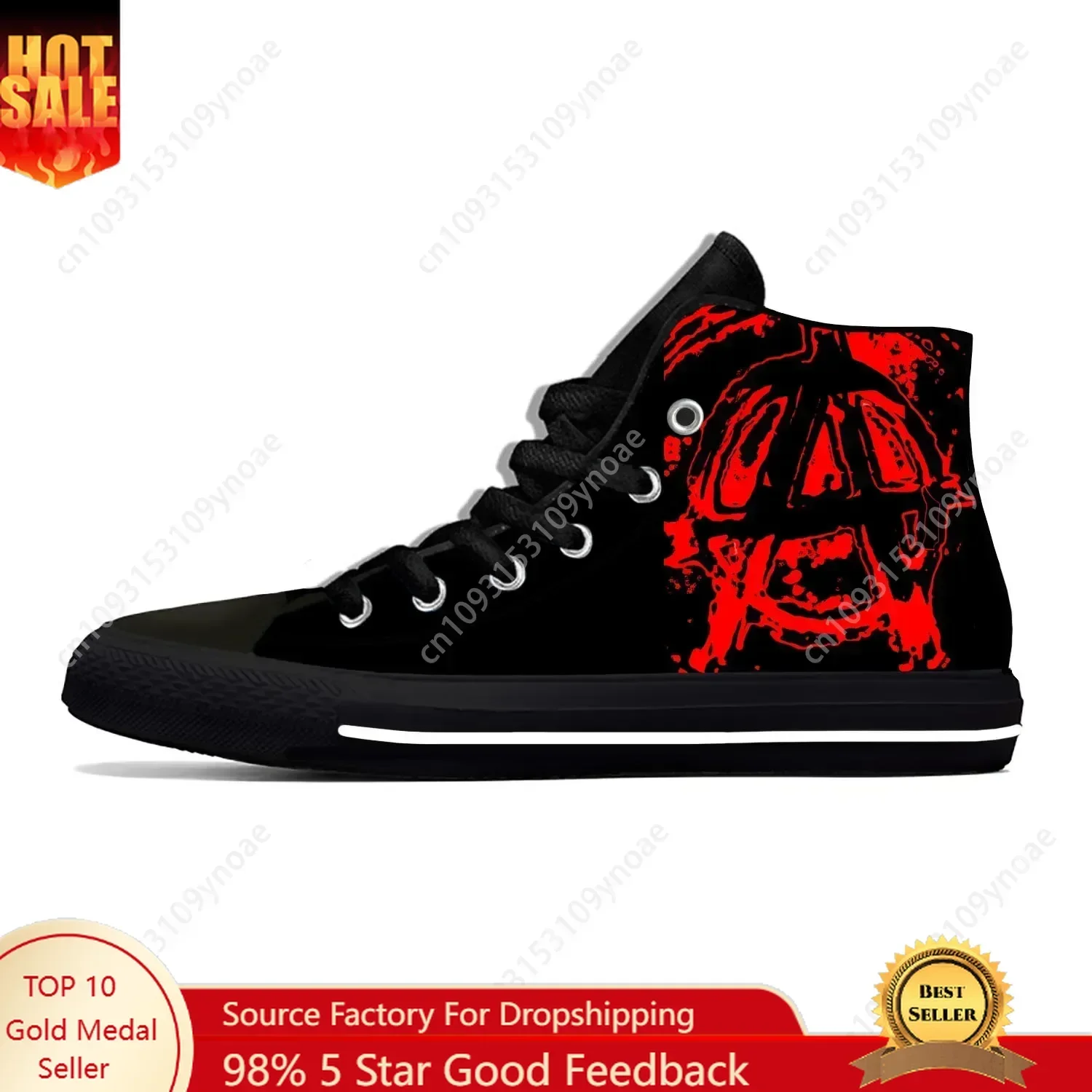 

Anarchy Anarchist Anarchism Symbol Funny Fashion Casual Cloth Shoes High Top Comfortable Breathable 3D Print Men Women Sneakers