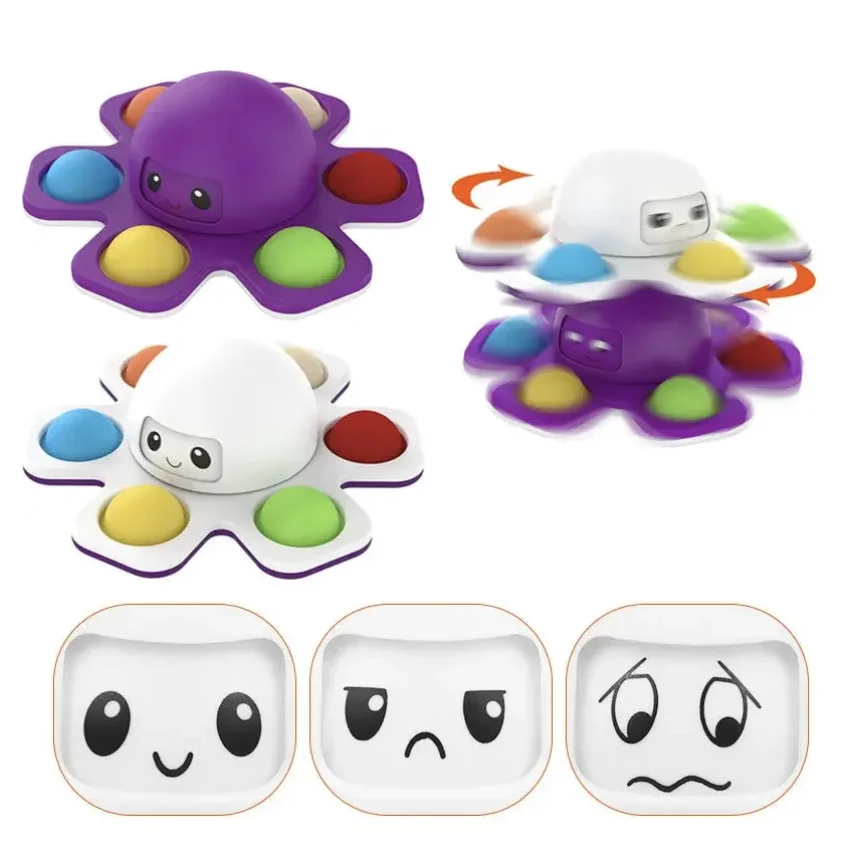Rosto mudando polvo girando dedo giroscópio descompressão brinquedo criança dedo empurrando bolha movimento fidget quebra-cabeça ansiedade presente