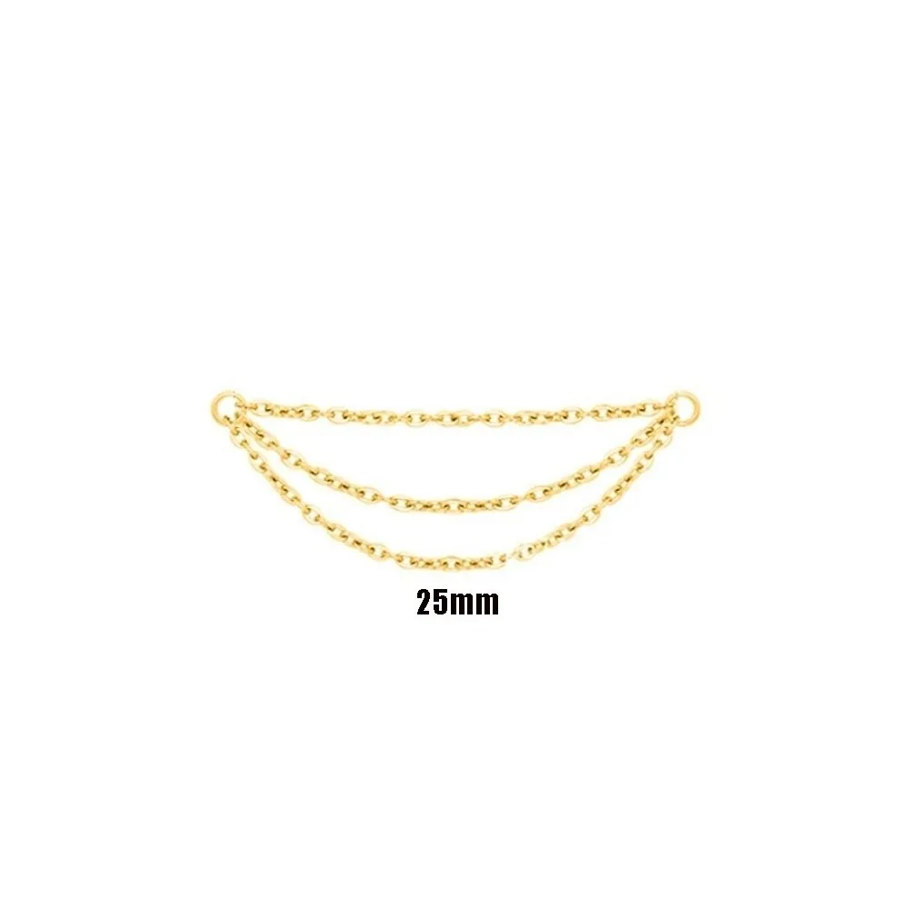 Cadena de titanio de moda para la nariz, cadena de tres capas, cadena doble, cadena labret, 25-50mm, DIY, piercing para la nariz, joyería para la nariz y la oreja