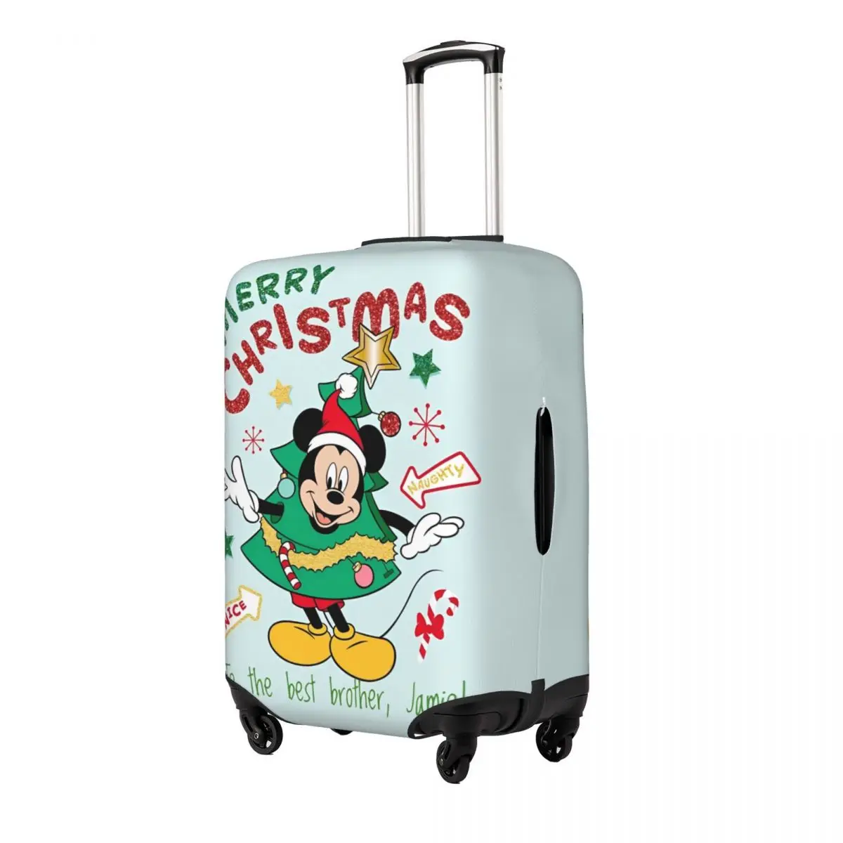 Merry Christmas Mickey And Minnie Luggage Suitcase Covers Luggage Cover Protector Scratch Resistant Travel Fits 18-32 Inch