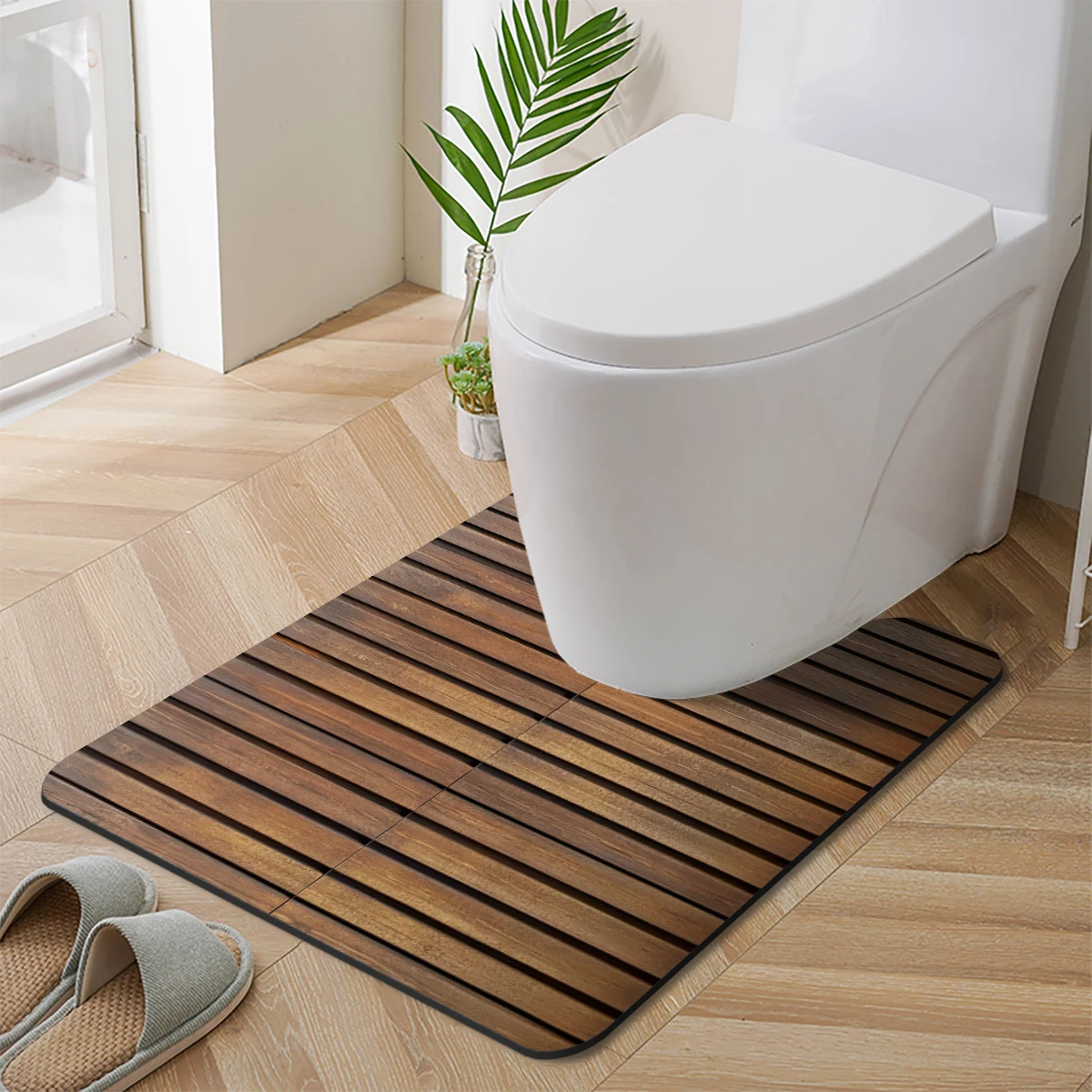 2D flat irregular-shaped toilet mat diatomaceous earth printed non-slip foot mat toilet seat mat bathroom absorbent mat