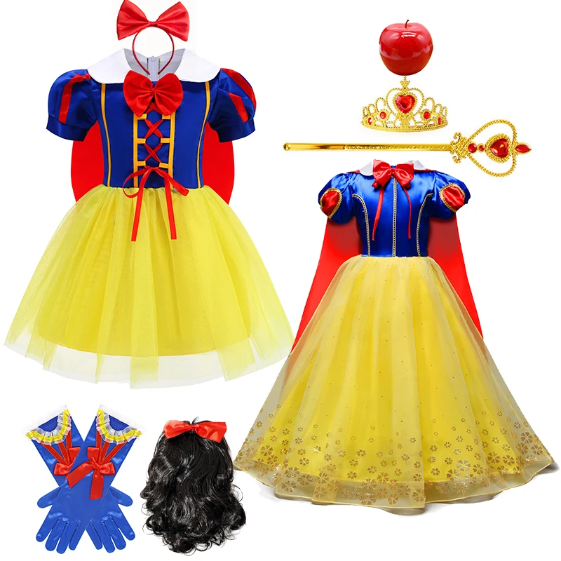 Schneewittchen Prinzessin Kleid für Mädchen Kostüm mit rotem Umhang Halloween Party Geburtstag Kostüm Kinderkleidung Mädchen Verkleidung Gehrock Ball