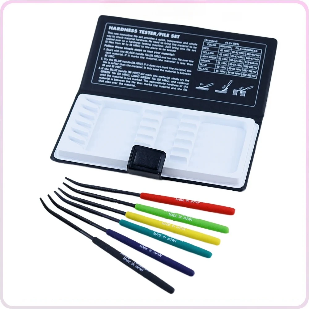 

6 Pcs Premium Handheld Metal Hardness Tester File Set, 6 Color-Coded Handles Portable Hardness Testing Files