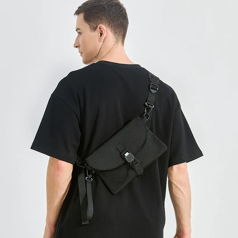 Nylon handbag crossbody men's magnetic buckle single-shoulder backpack, portable large-capacity square crossbody bag