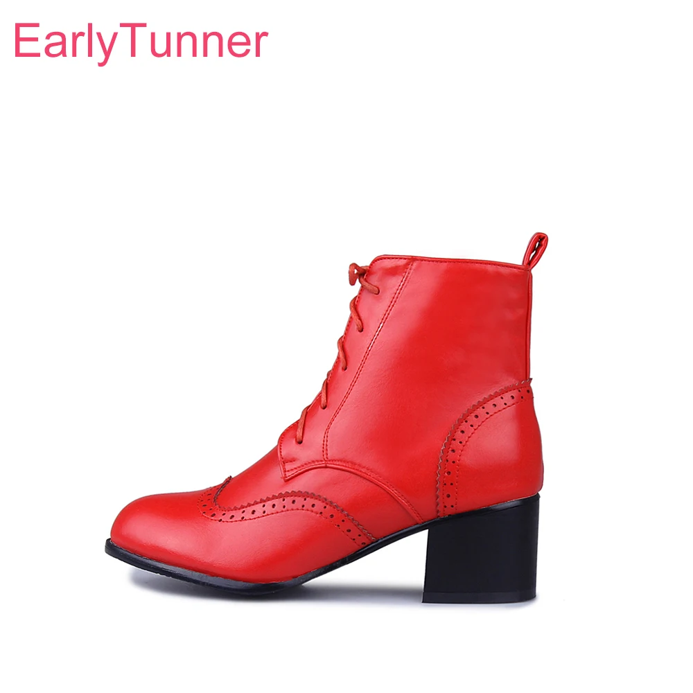 

2026 New Spring Comfortable Red White Women Ankle Boots High Heels Office Lady Formal Shoes Plus Small Big Size 10 33 43 48 50