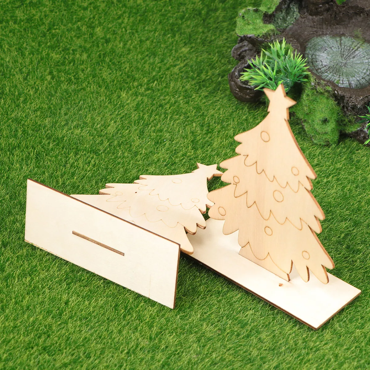 2Pcs Wooden Christmas Ornament - Art And Craft Xmas Tree 评论和价格