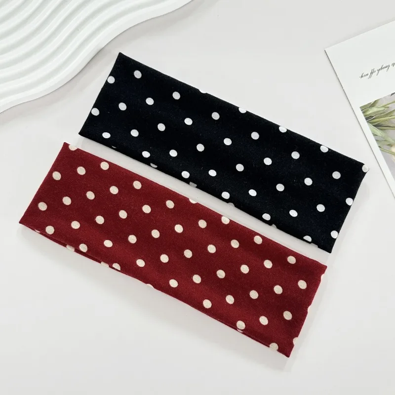 1 Stück Baumwoll-Polka-Dot-Yoga-Stirnband mit Punktmuster, Make-up-Stirnband, Sport-Fitness-Schweißabsorbierendes Haarband, Haarschmuck – Detail 6
