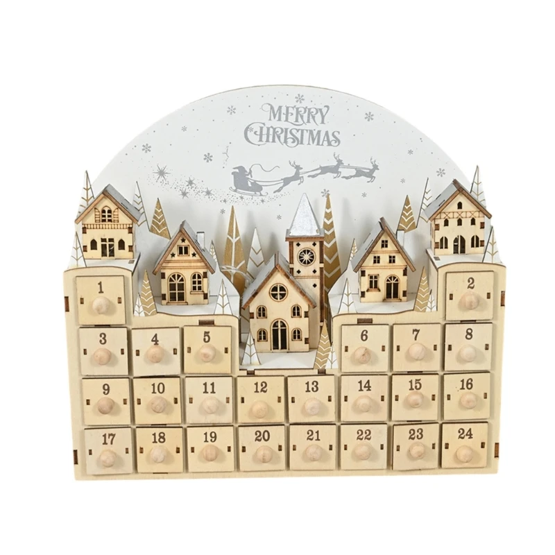 

Christmas Houses Advents Calendar Stylish LED Lighted Countdowns to Christmas Calendar with 24 Gift Drawers Dropship