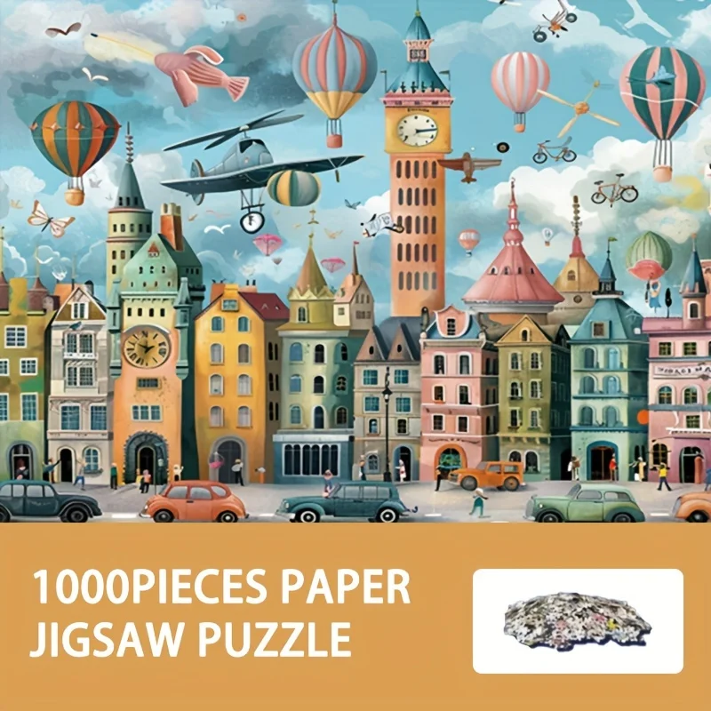 75*50cm Adult 1000 Pieces Puzzle Hot Air Balloon Educational Toys Birthday Gift New Year Present Painting jigsaw 14+