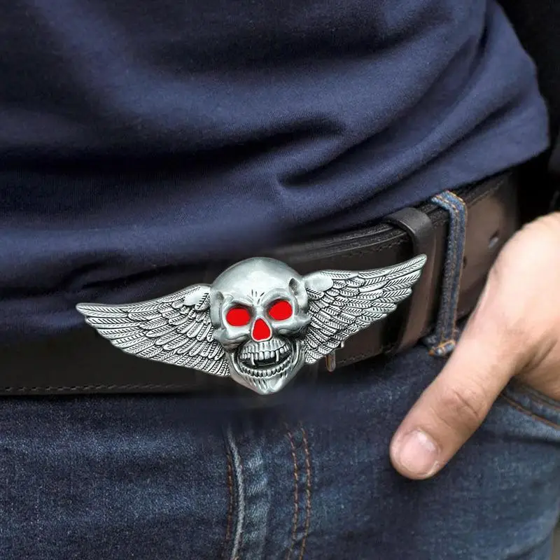 Skull And Wings Belt Buckle Zinc Alloy Wings Cowboy Belt Buckle For Women Western Theme Gothic Horror Costume Pants Holster