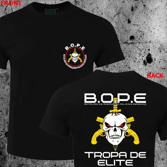High Quality Cotton BOPE Tropa De Elite Brazil Special Elite Forces Women T-Shirt Short Sleeve Casual Cotton O-Neck Men T Shirts