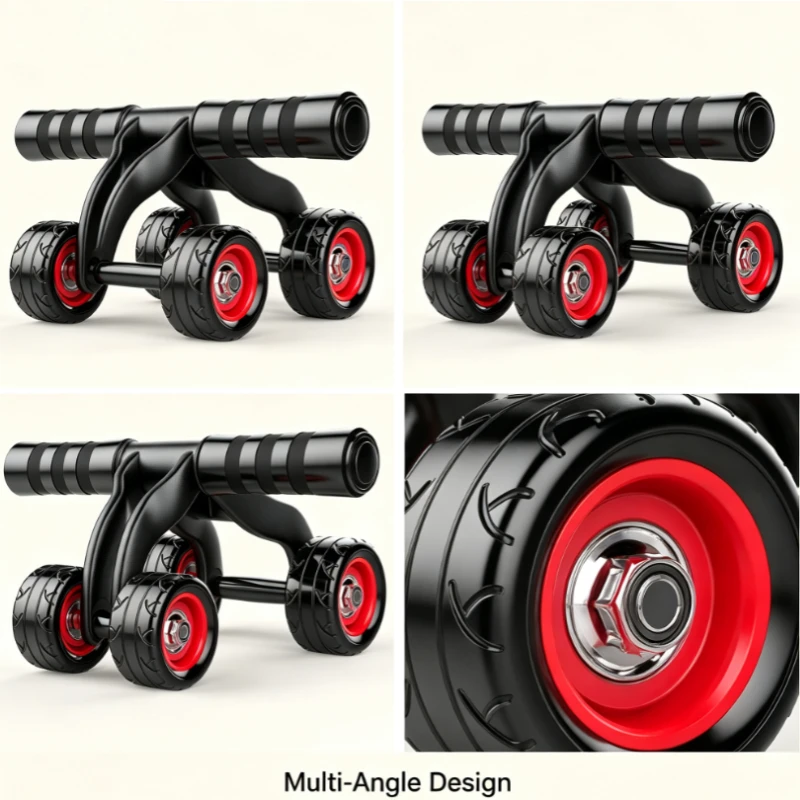 4-Wheel Auto-Rebound Ab Roller for Home Gym Core Workout Men Women Silent Non-Slip Wheel Fitness Equipment