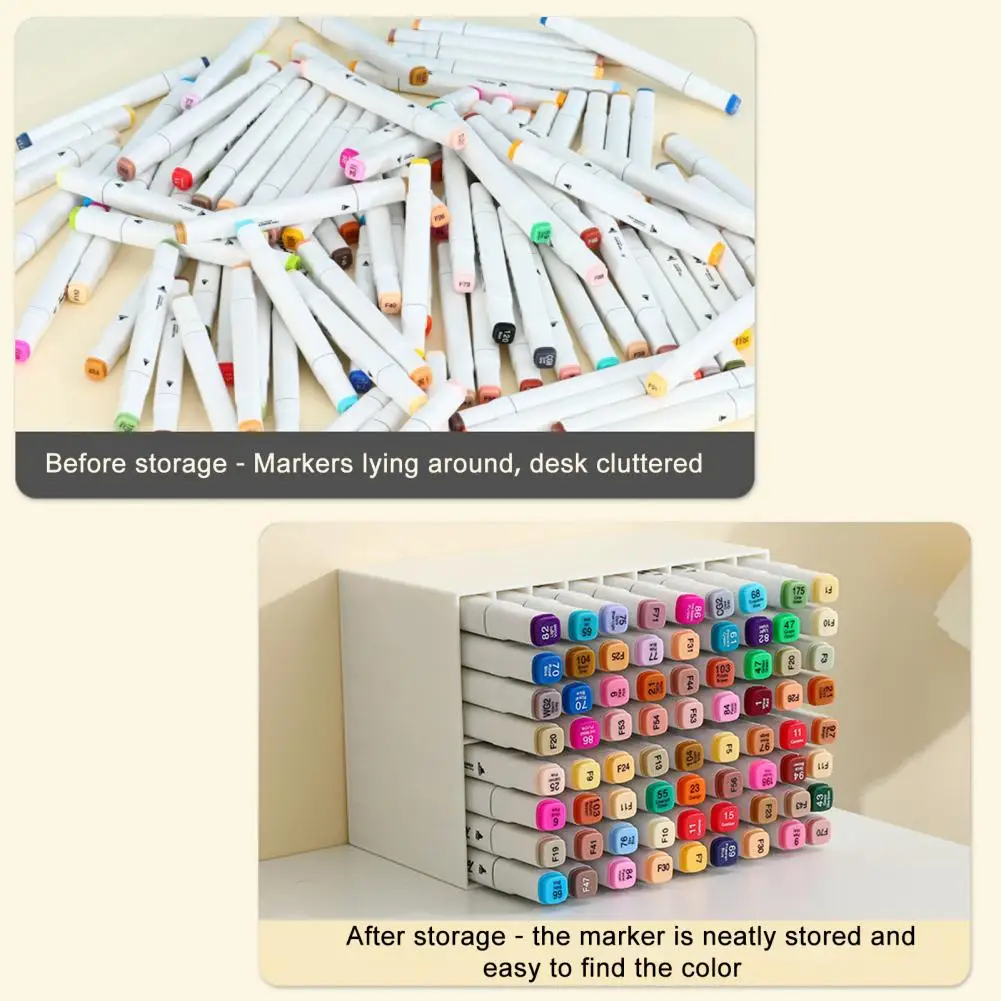 Acrylic Marker Holder Acrylic Double Layer Mark Pen Storage Box with 18 Compartments Desktop Organizer for Art Supplies Pens