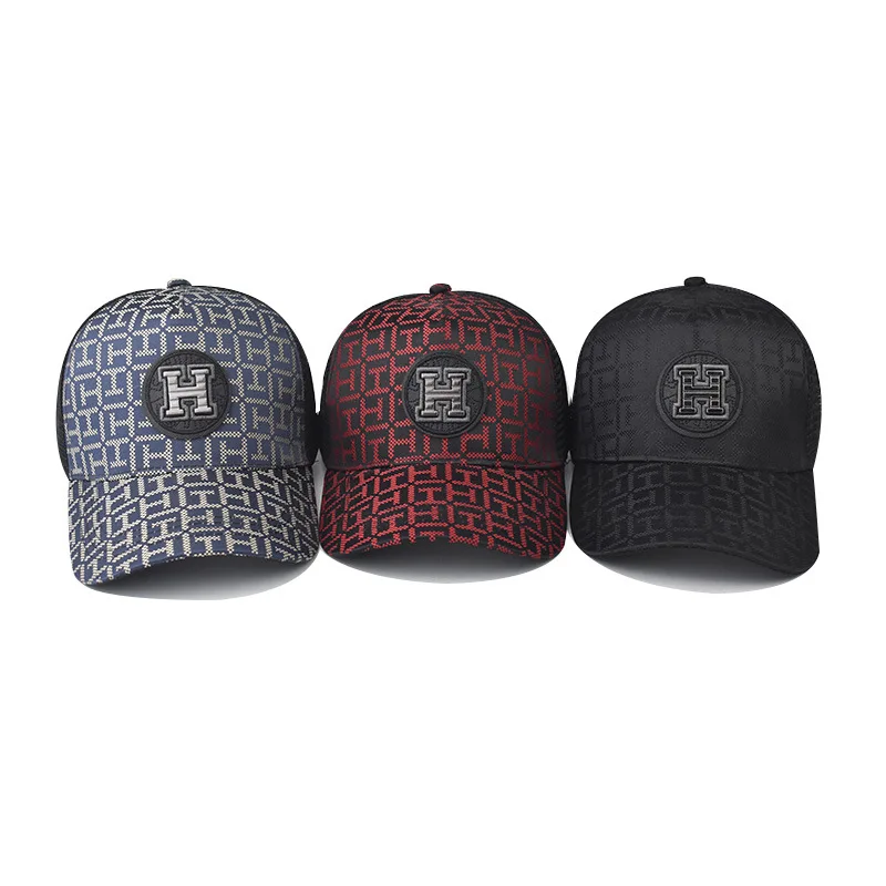 Personalized H embroidered baseball cap for men and women, new spring collection, classic checkered duckbill cap