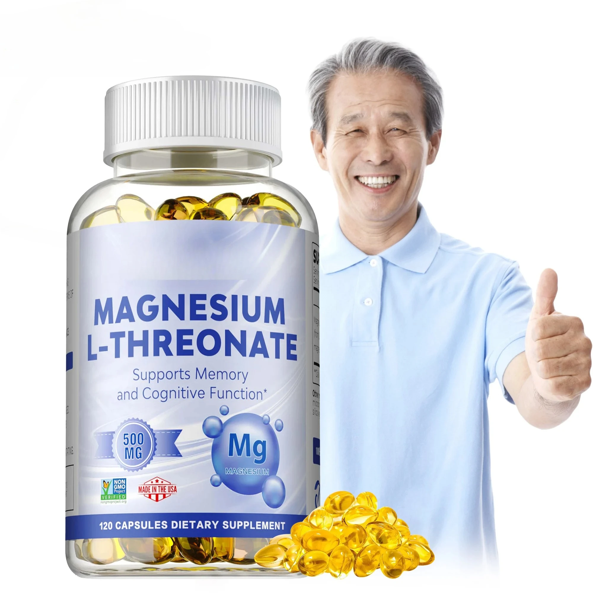 Magnesium L-Threonate - Support Brain Health, Cognitive Function, Enhanced Memory, Promote Mental Clarity, Increased Energy