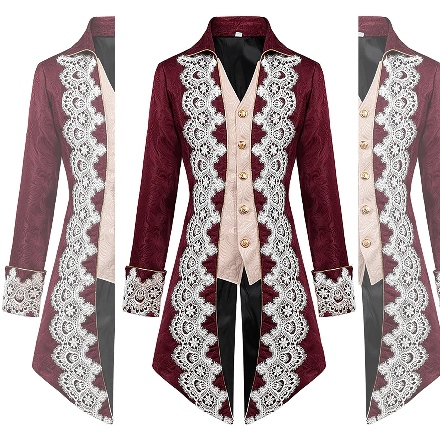 زي عتيق لعيد الميلاد في العصور الوسطى، زي فيكتوري، زي الهالوين، معطف جاكار عصر النهضة #6