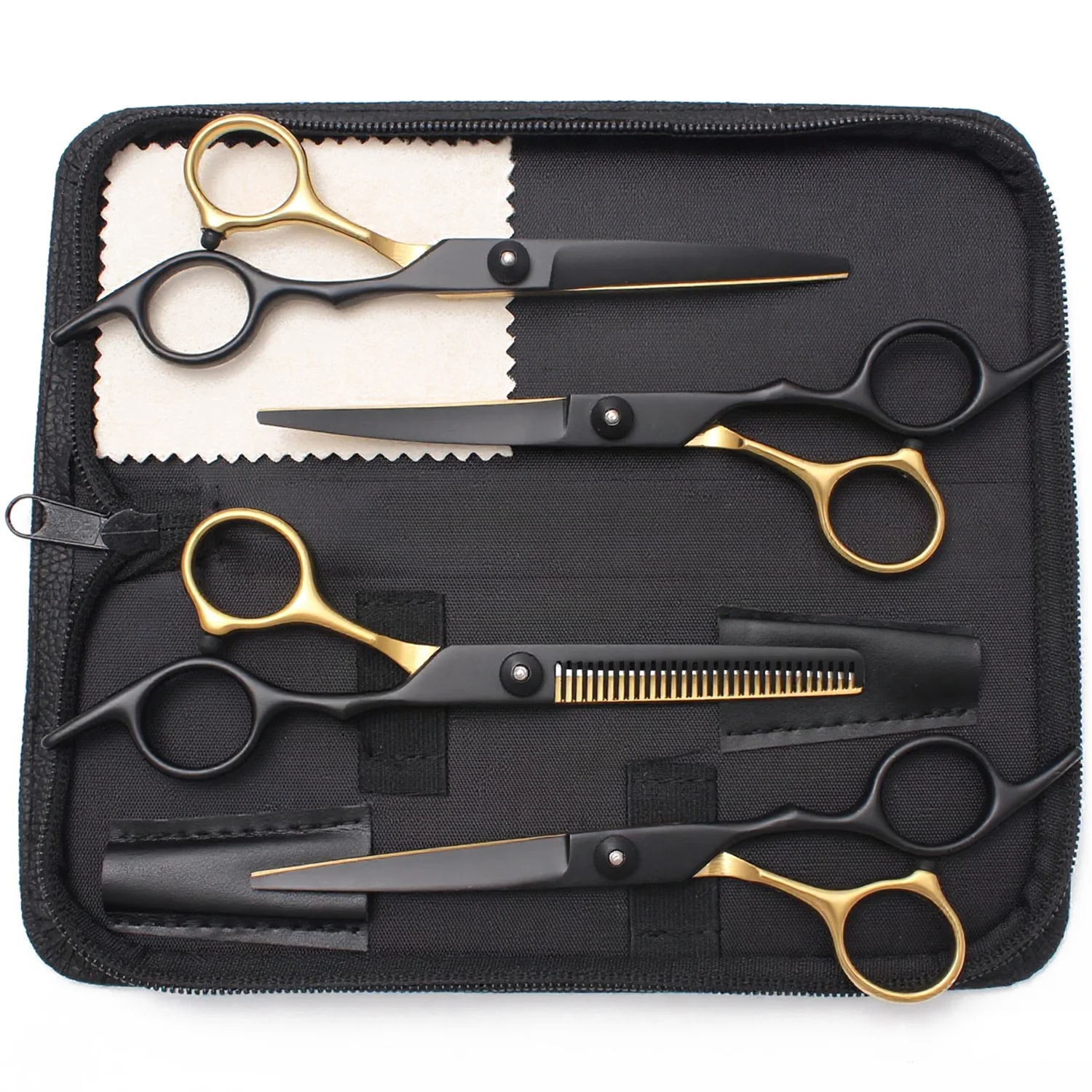 6-Zoll-professionelle Dual-Use-Schere zum Haarschneiden und zur Tierpflege, gerader, gebogener Effilierkamm, Edelstahl-Salon