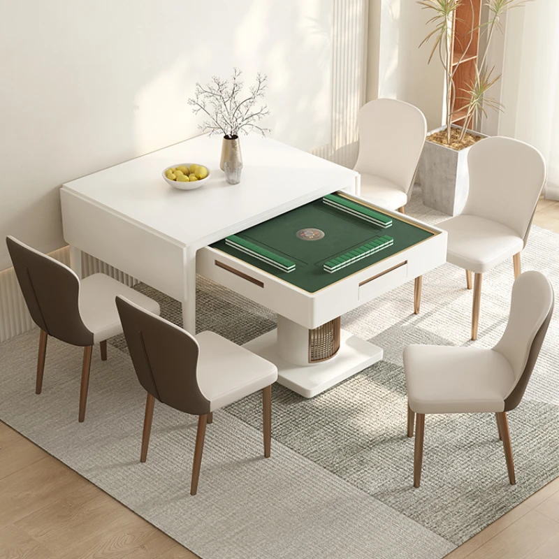 

Rock board dining table, mahjong table, all-in-one, foldable and extendable, modern minimalist household small unit rectangular