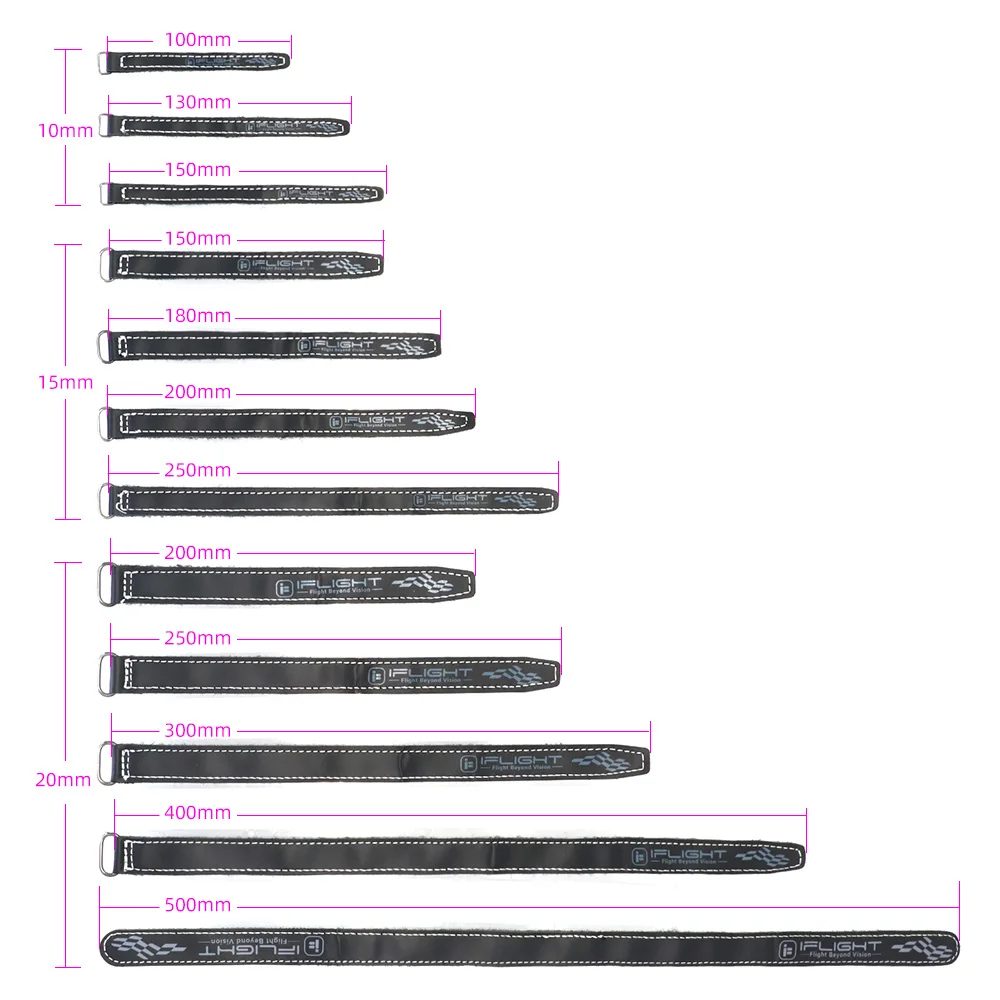 5pcs iFlight 20mm 15mm 너비 500mm 400mm 300mm 250mm 200mm 길이 마이크로 화이버 PU 가죽 배터리 스트랩 FPV 용 미끄럼 방지 벨트