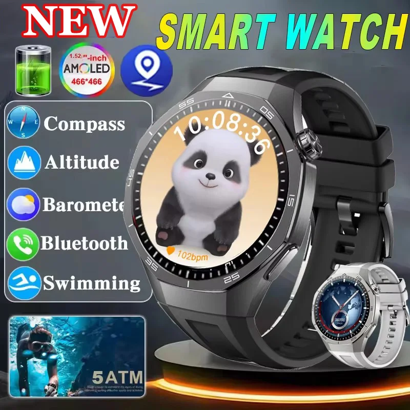 

Smart Watch 2025 New Bluetooth Call Heart Rate Pressure Oxygen Monitoring 1.52" AMOLED Screen Multi-sport Mode GPS SmartWatch