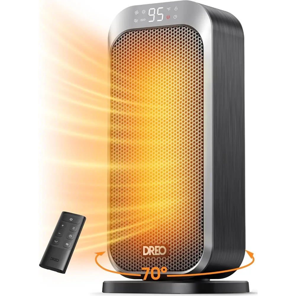 

Portable 1500W Indoor Space Heater with Remote Control, 70° Oscillating, Fast Heating, and Safety PTC Ceramic Technology