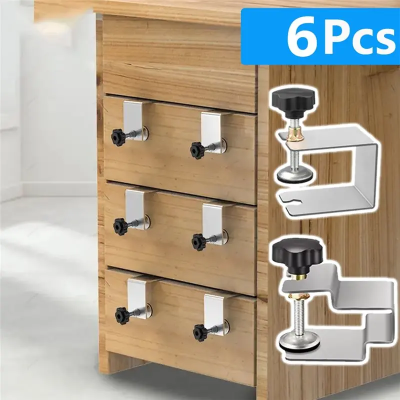 AT21-Drawer C Clamps Set Cabinet Jig Fixing Clip Door Handle Installation Tool Drawer Fixing Clip For Front Knobs And Pulls 6Pcs