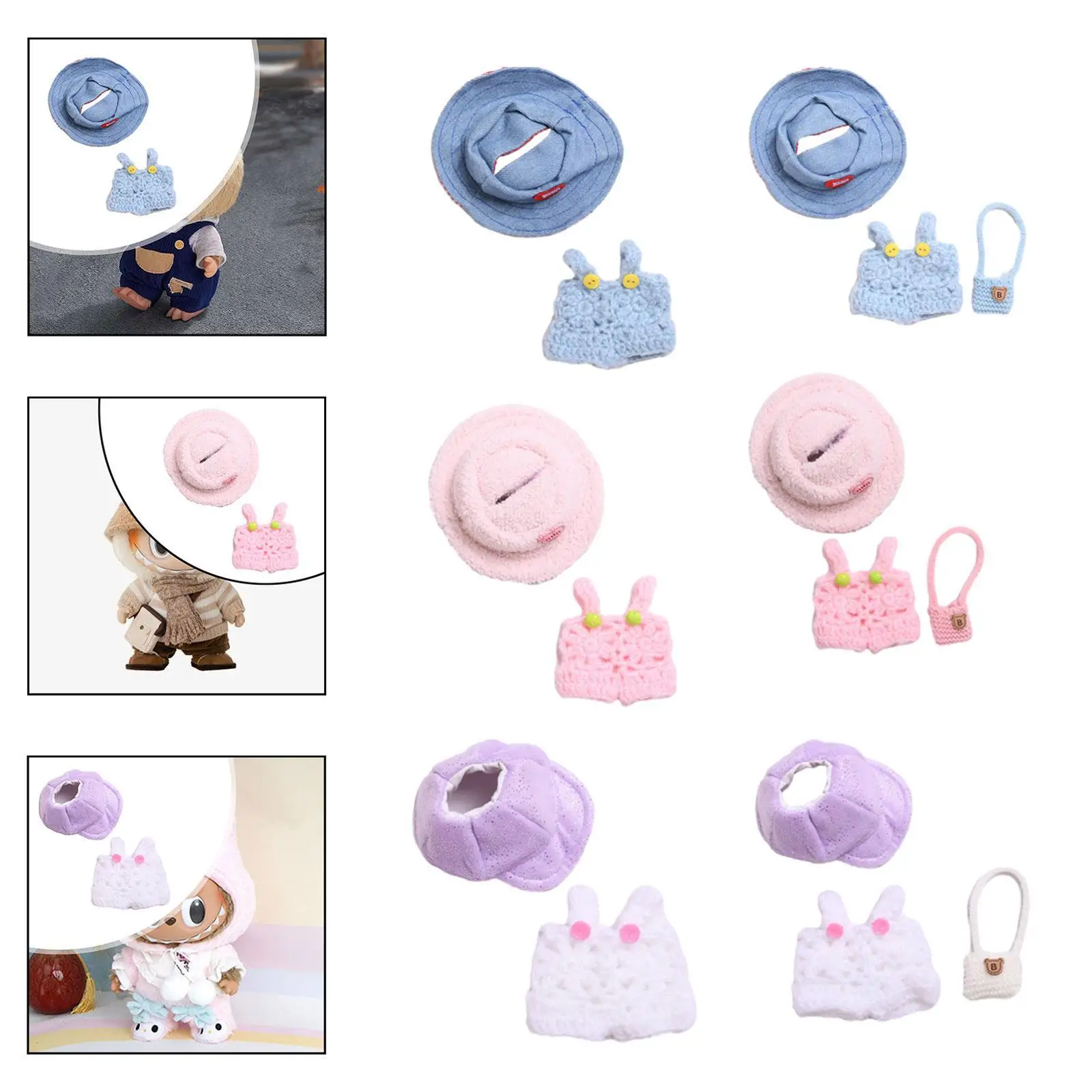 

Doll Clothes Fashion Cartoon Suit Pretend Play DIY Mini Soft Doll Clothing Dress up Costumes for 6.69'' Doll Thanksgiving Gifts