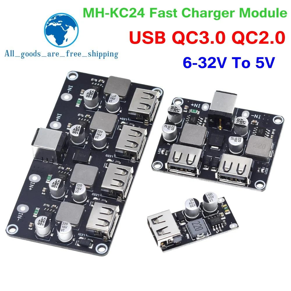 DIYTZT USB QC3.0 QC2.0 USB DC-DC Buck Converter Charging Step Down Module 6-32V 9V 12V 24V to Fast Quick Charger Circuit Board