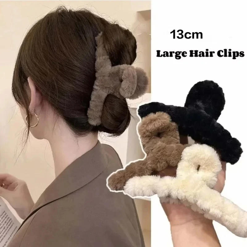 

Winter Plush Hair Claw For Women Girls Sweet Hair Ornament Long Thich Hair Hairpin Headband Hair Clip Fashion Hair Accessories