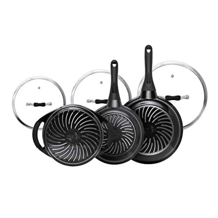 

Керамическая кастрюля и сковорода с антипригарным покрытием, 6 предметов, набор для приготовления пищи для ежедневного использования в домашней кухне, экологически чистое нетоксичное покрытие, идеально подходит для здравоохранения