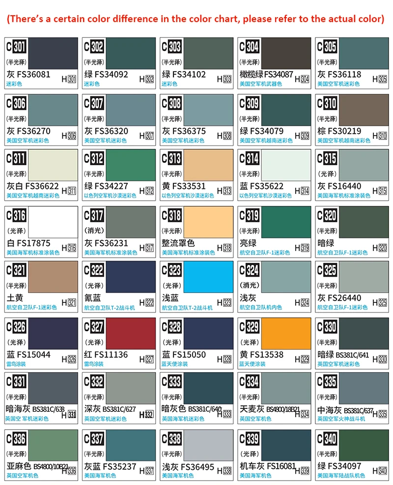 Mr HOBBY Mr.Color C301 ~ C340 نيترو ورنيش نموذج تلوين الطلاء الزيتي 10 مللي سلسلة ألوان سلاح الجو أصباغ نموذجية مرسومة يدويًا #6