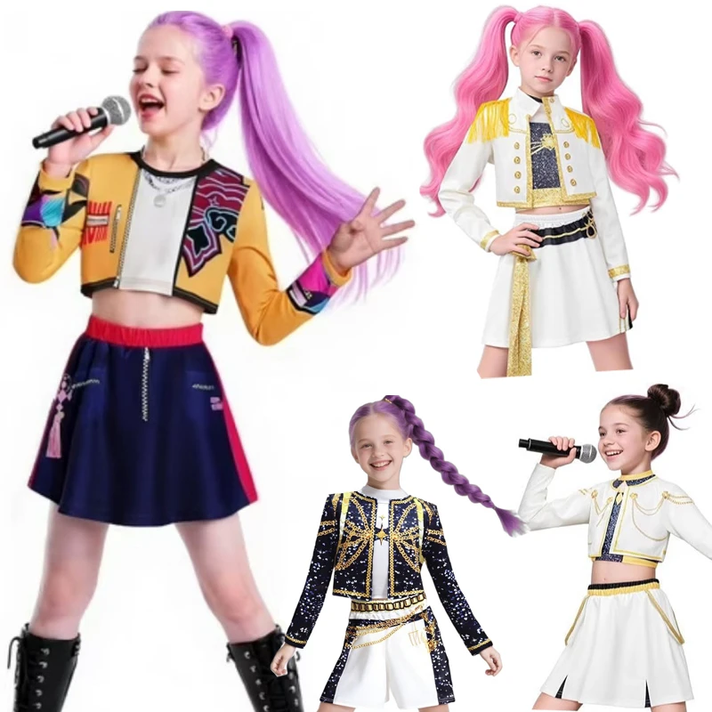 Disfraz de cazador de monstruos de Anime Kpop, disfraz de niña, cazador de demonios, conjunto de Anime para niños, disfraz de Halloween con estampado 3D para mujer