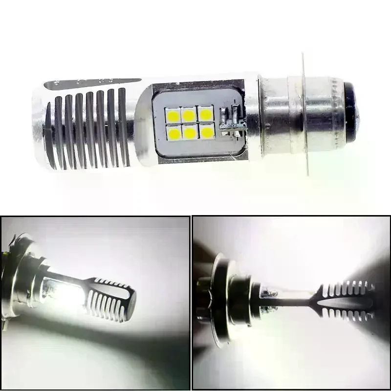 1PC Motorcycle H4 BA20D P15D Headlight 3030 24MSD LED Light Bulbs Dual Color White Yellow Plug And Play For ATV Moped Bike