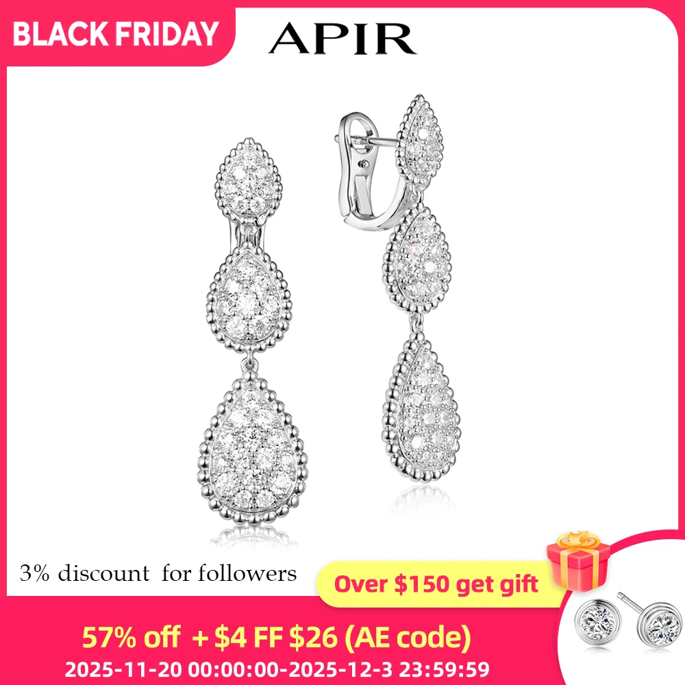 

APIR модные классические серьги-гвоздики с каплями воды, роскошные серьги-гвоздики с цирконием для женщин, вечерние, свадебные, длинные висячие серьги, винтажные