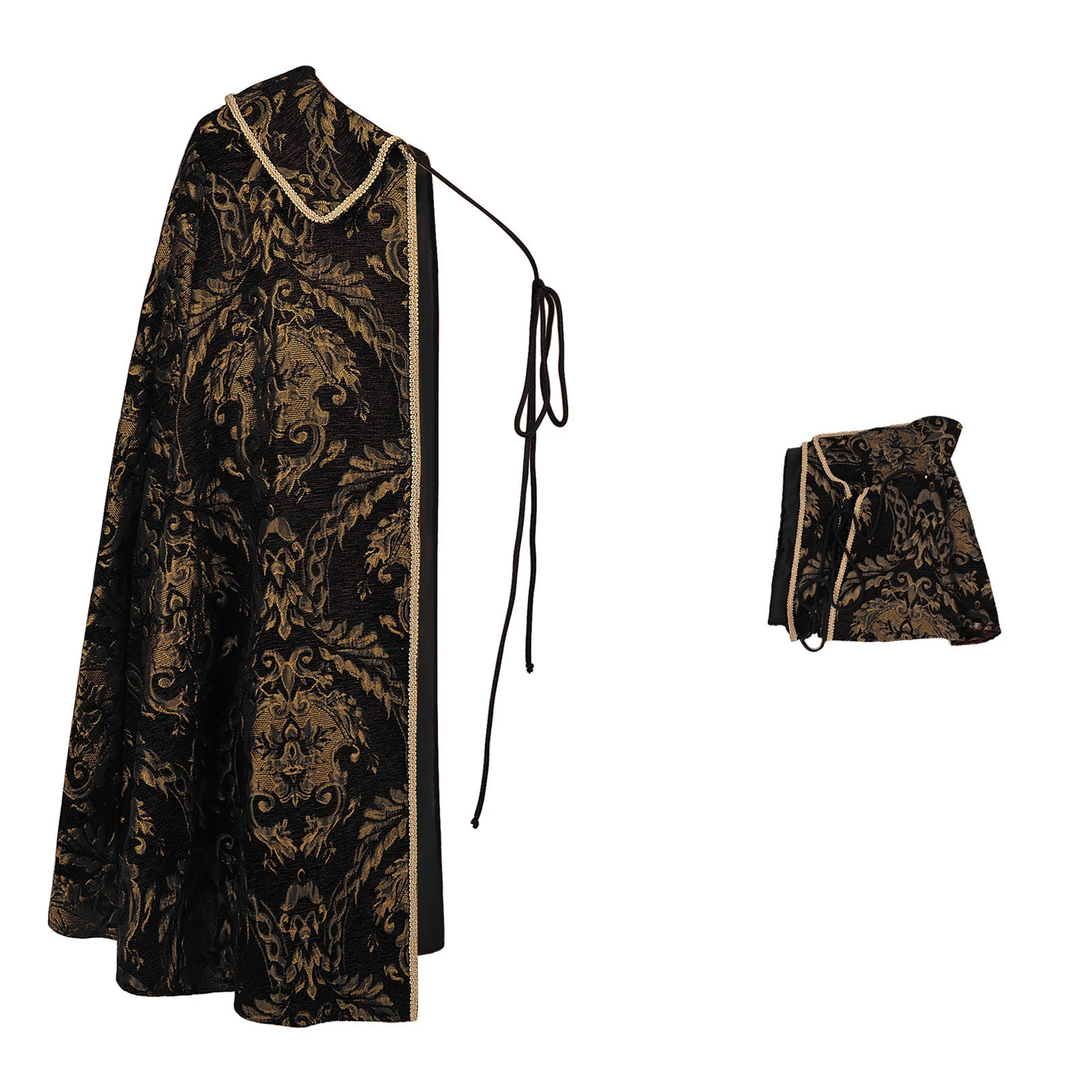 Mantello Tudor da uomo Mantello medievale con ricamo re aristocratico Mantello rinascimentale con mezza spalla Costume da spettacolo teatrale di Halloween