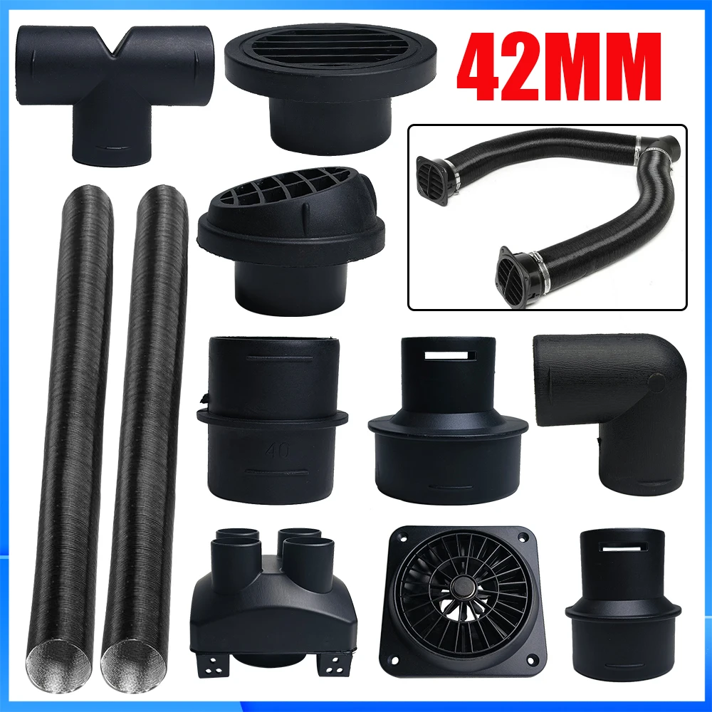 42mm Diameter Air Diesel Heater Duct Pipe Outlet Exhaust Joiner Connector for Webasto Eberspaecher 0.6/1/2M Length Options