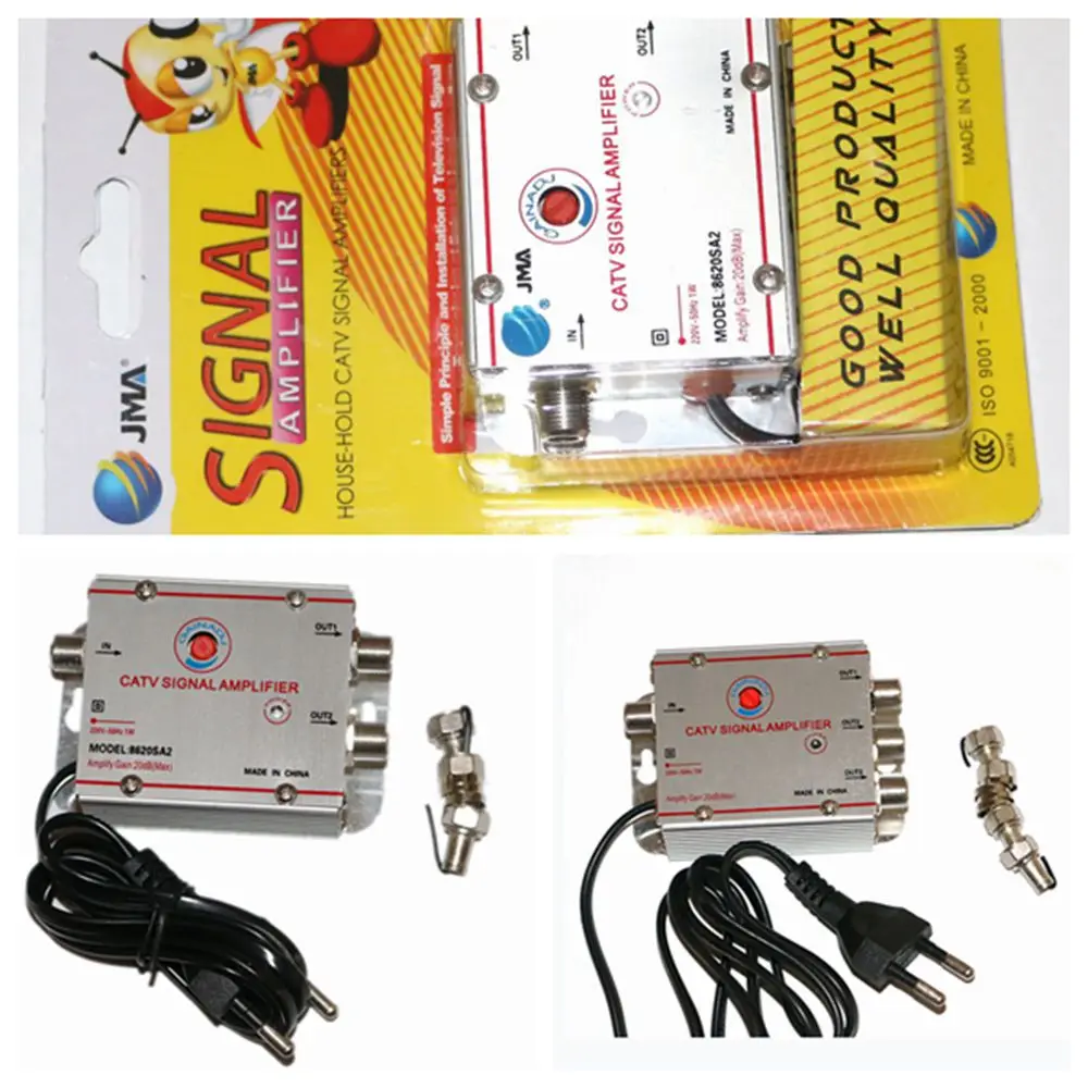 TV Antenna Signal Amplifier e Booster Splitter, 3 maneiras, 2 maneiras, 20dB, CATV, 8620SA2, 8620SA3, para equipamentos de TV Digital, Euro Plug