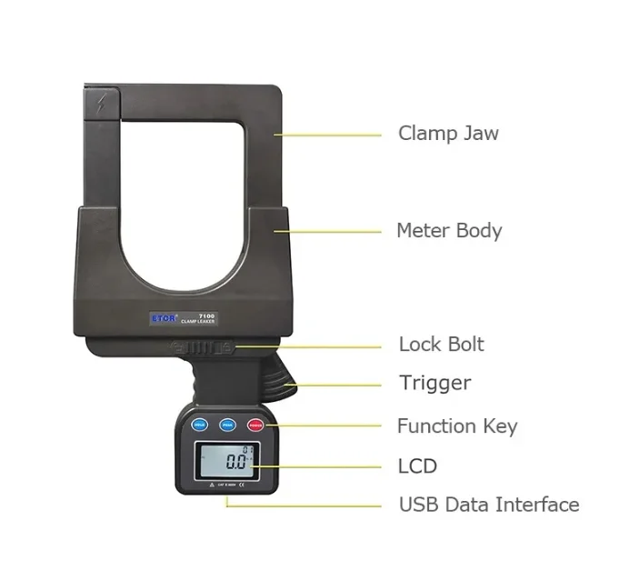 ETCR7100A Superlarge Caliber Leakage Clamp Meter AC